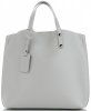 Bőr táska shopper bag Genuine Leather világosszürke 6047